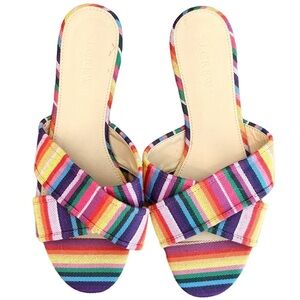 J.Crew Madras, Multi-Color, Criss Cross, Linen, Rainbow Sandals, Size 8
